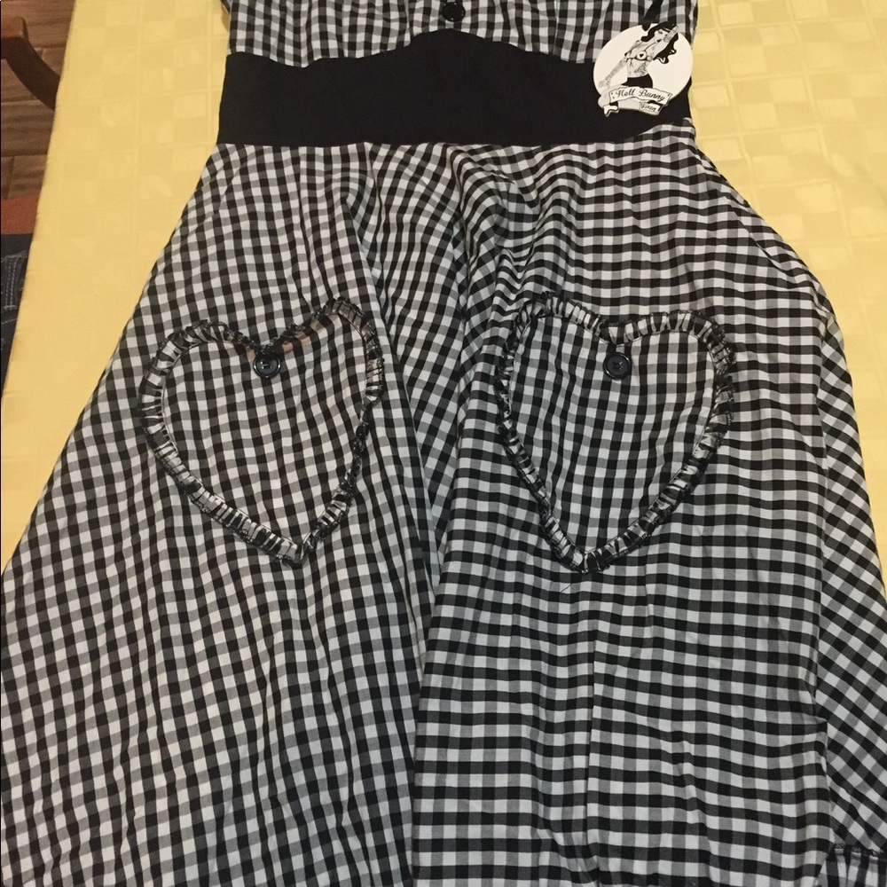 NWT 50's style black and white halter dress size m